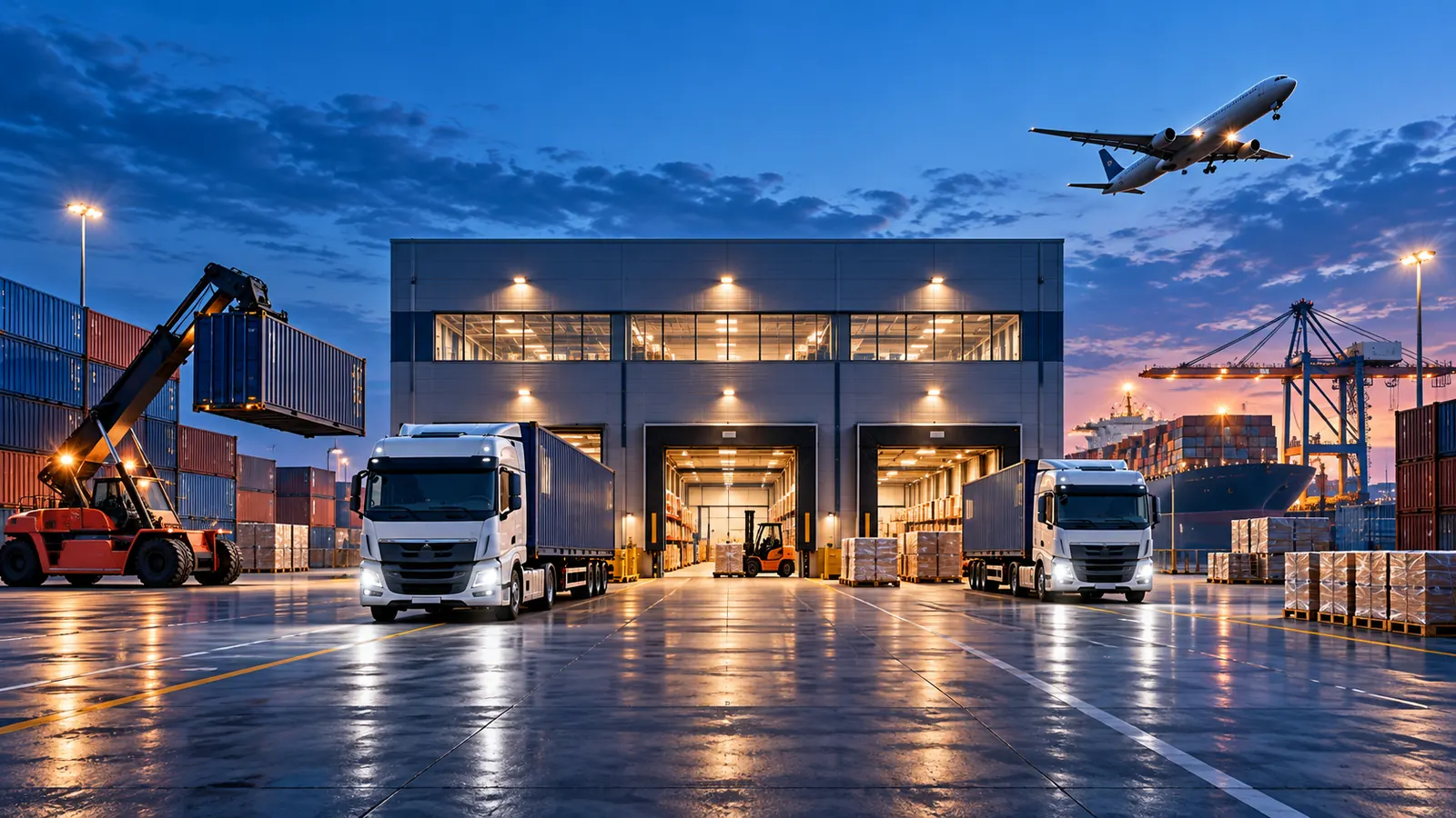 Warehouse, road, sea and air logistics